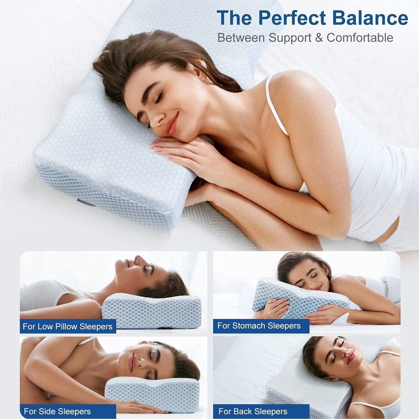 Cervical Pillow for Neck Pain, Neck Support Pillows for Pain Relief Sleeping,Orthopedic Pillow,Contour Memory Foam Pillow