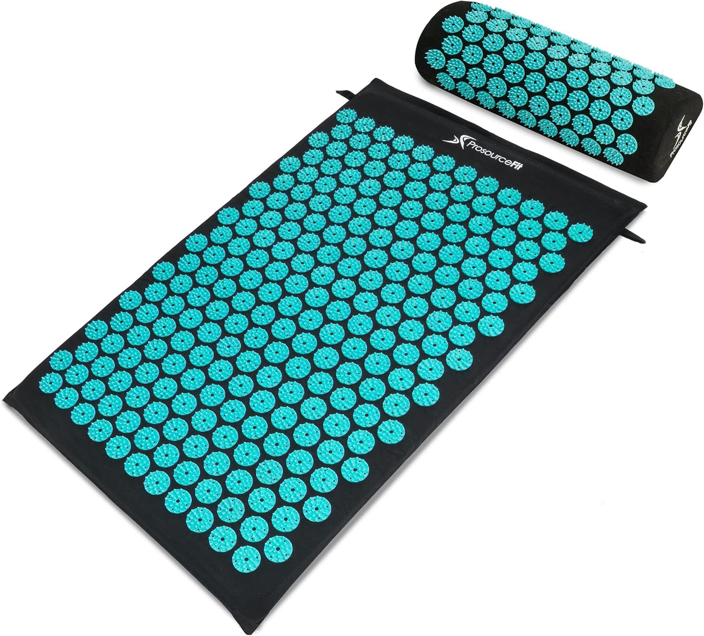 Acupressure Mat and Pillow Set for Back/Neck Pain Relief and Muscle Relaxation, Large - Green/White