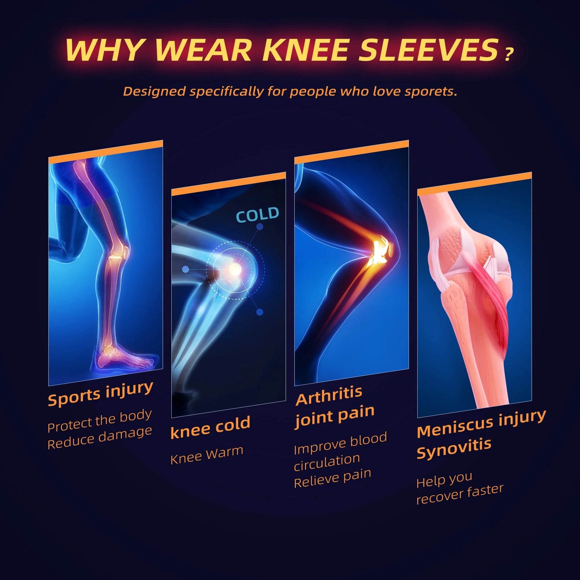 Copper Knee Brace for Knee Pain Knee Support Compression Sleeves for Injury