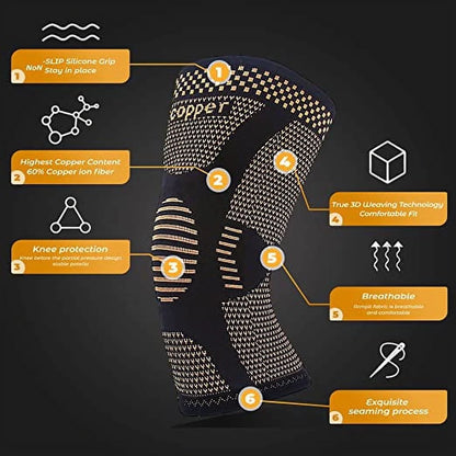 Copper Knee Brace for Knee Pain Knee Support Compression Sleeves for Injury