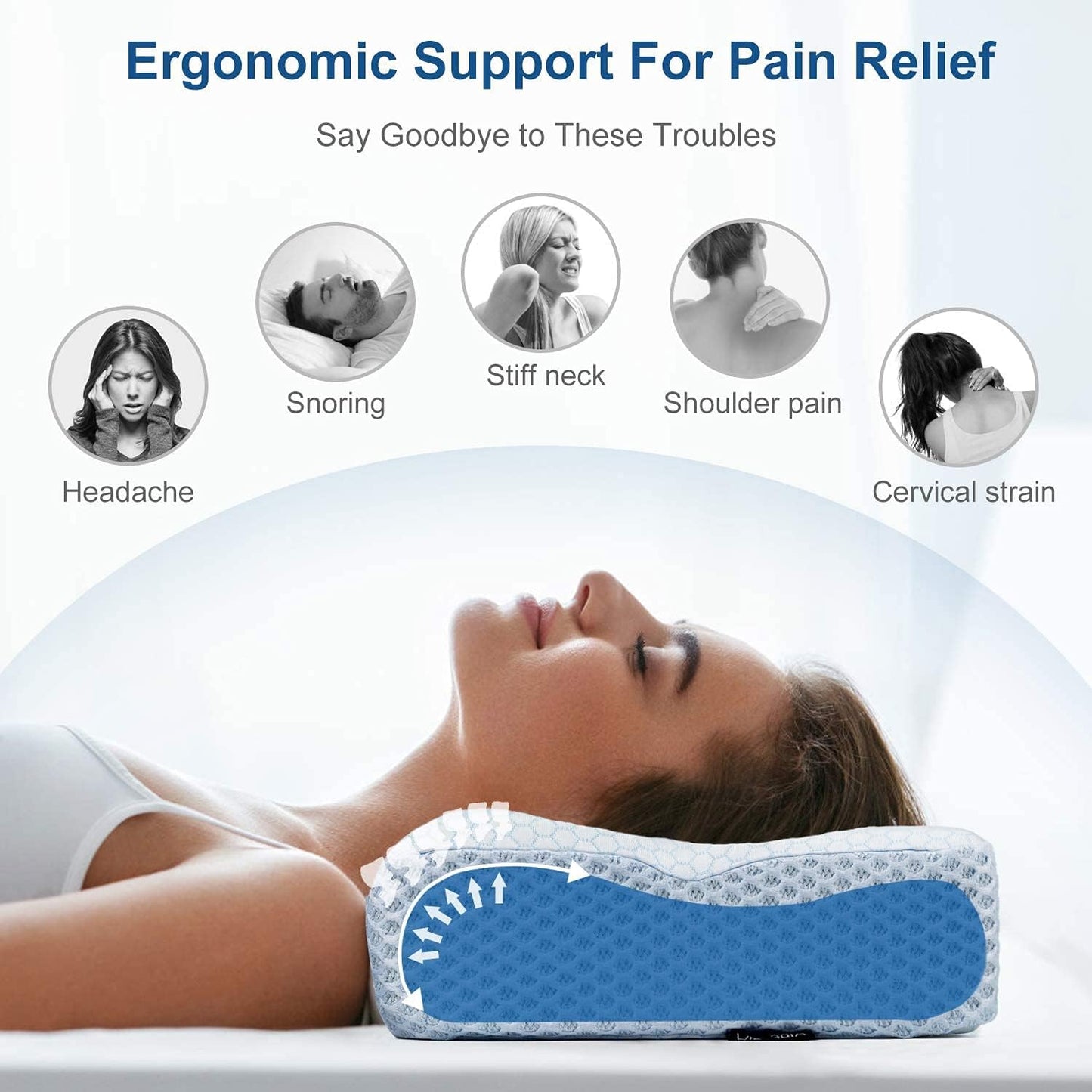 Cervical Pillow for Neck Pain, Neck Support Pillows for Pain Relief Sleeping,Orthopedic Pillow,Contour Memory Foam Pillow